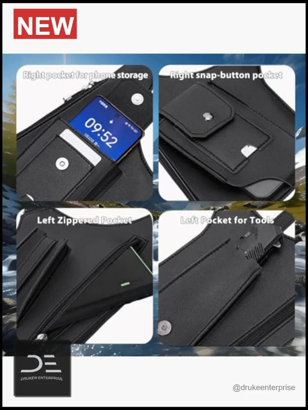 Men's Adjustable Underarm Chest Bag Anti-Theft Cross-Body Concealed Carry PU